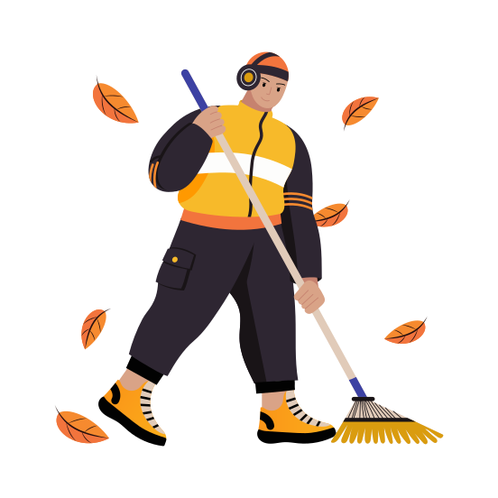 Raking Leaves illustration