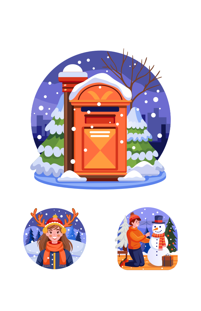 Cute Winter Scene Illustration Art Set Large Set Preview