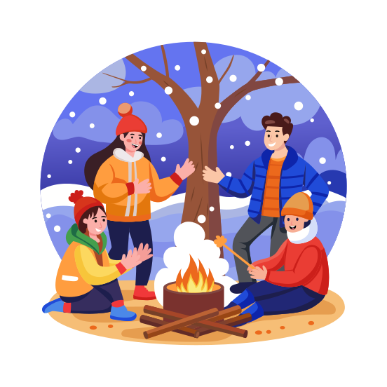 Enjoying Bonfire illustration